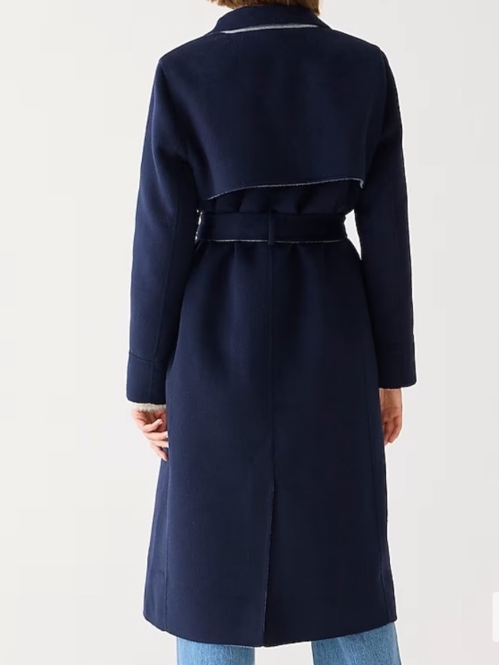 J. Crew Harriet Double Faced Wool Hooded Trench Navy Gray - Picture 7 of 14